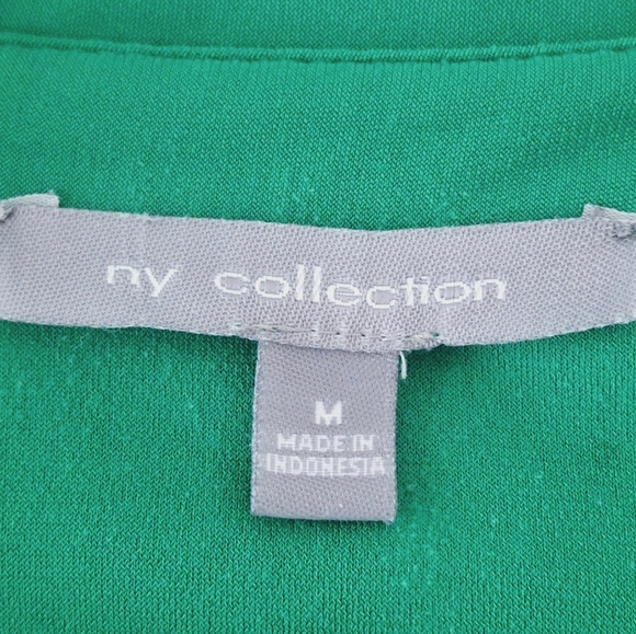 NY Collection kelly green collared long sleeve dress - Picture 5 of 6